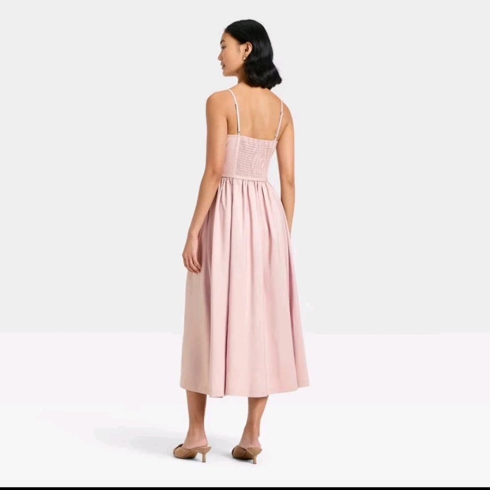 Women's Bow Belt Midi Dress - A New Day Pink XL - Picture 3 of 10